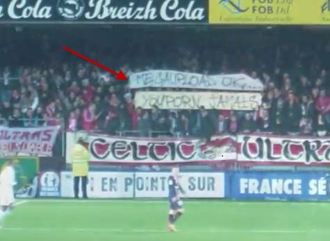Vu au stade Francis Le Blé à Brest, une banderole faisant suite à la fermeture de Megaupload. Ils n'ont pas tord ces supporters : On peut faire sans Megaupload, en revanche sans l'autre...