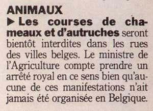 Les belges sont très stricts sur les courses d'animaux et n'hésite pas à interdire certaines courses ! height=